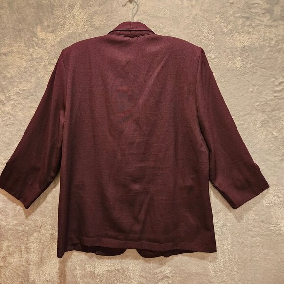 Liz Baker Essentials Skirt Suit Set Womens 16 Dark Purple notched Pleated career - Picture 3 of 12